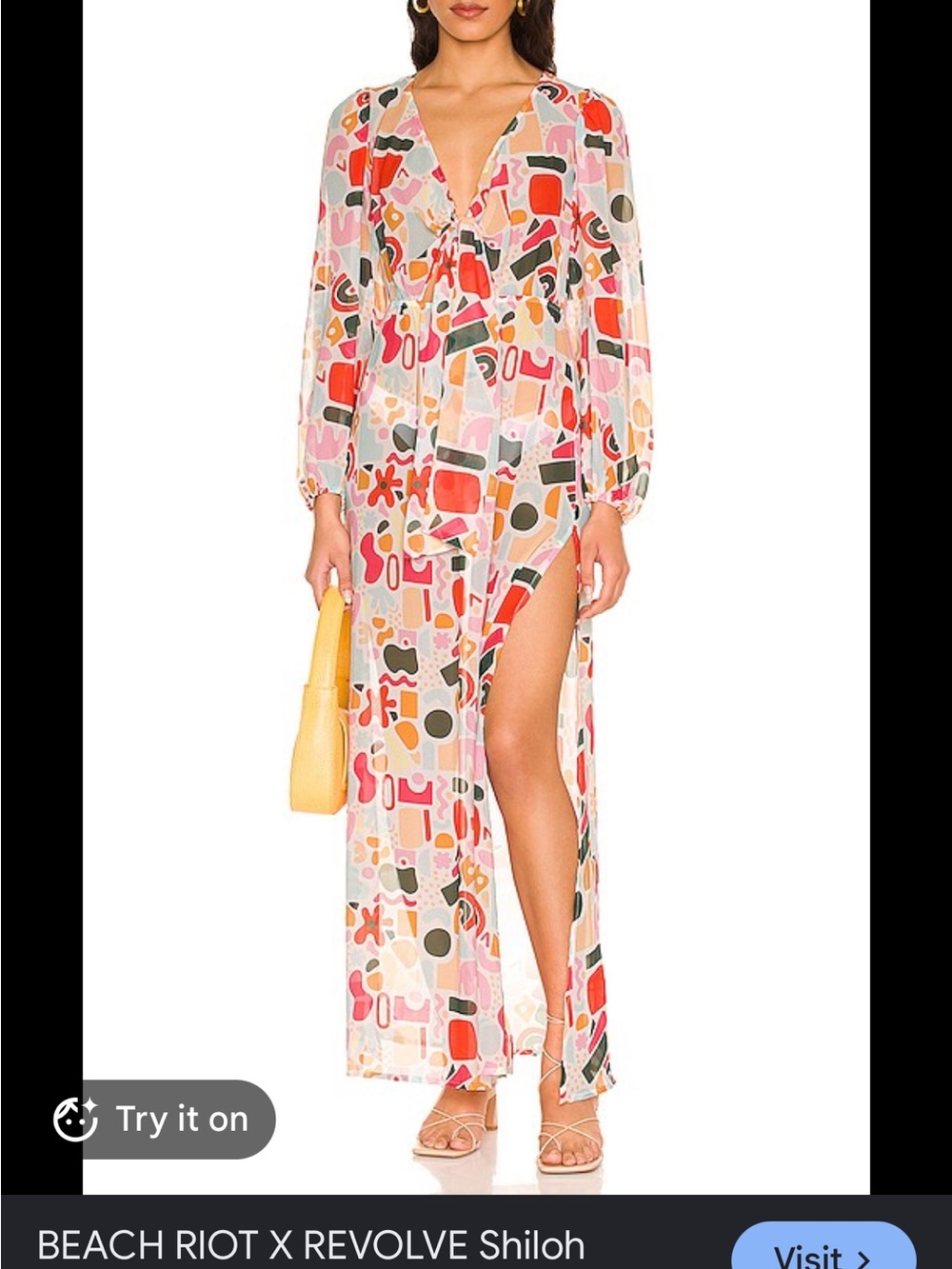 Beach Riot Multi-Color Printed V‑Neck Long Sleeve Maxi Dress- Read Description